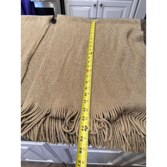 Gold Shimmer Fringe Cardigan Step In Style Poncho Gold Sz XL - Picture 7 of 8